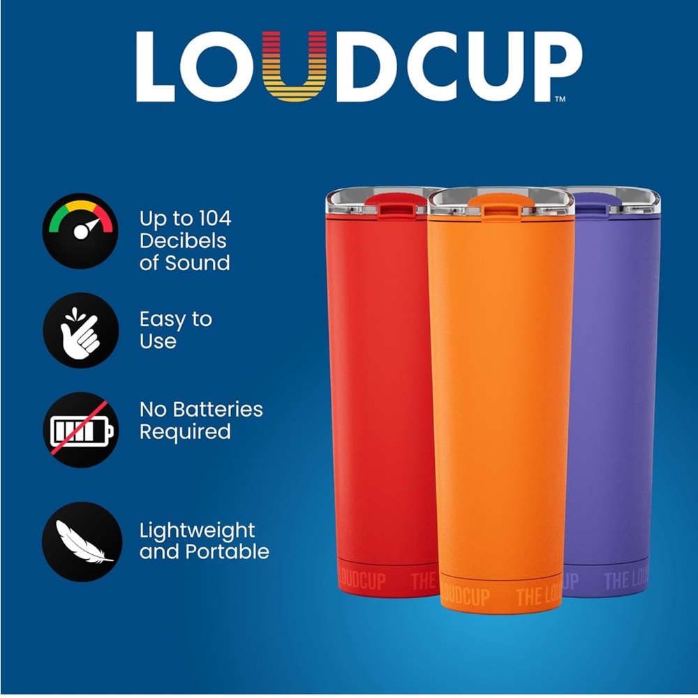 NWT Loud Cup Reusable Hydration Tumbler with Intergrated Horn for Sports games